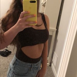 Brown Bodysuit with cutout stomach